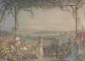 Pasha y criada en un balcón de Pera con vistas a Constantinopla Amadeo Preziosi Neoclasicismo Romanticismo